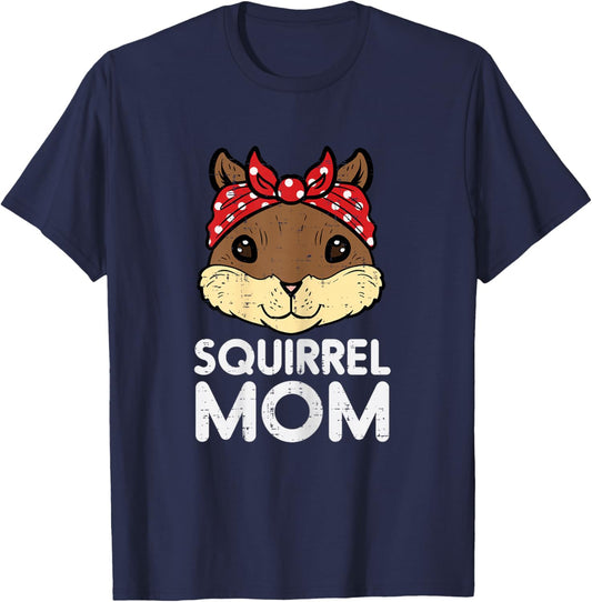 Squirrel Mom Face Head Bandana Cute Mommy Mama Rodent Women T-Shirt - T-Shirt | Navy