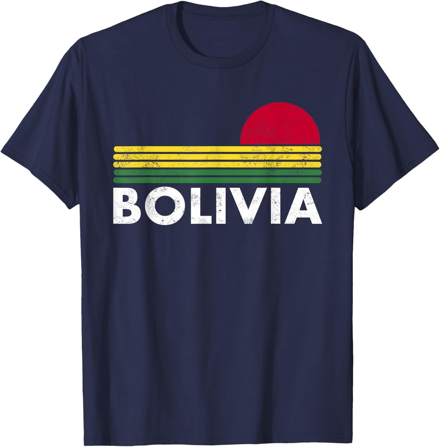 Retro Bolivia Shirt Vintage Bolivia Flag Bolivian Gift T-Shirt - T-Shirt | Navy