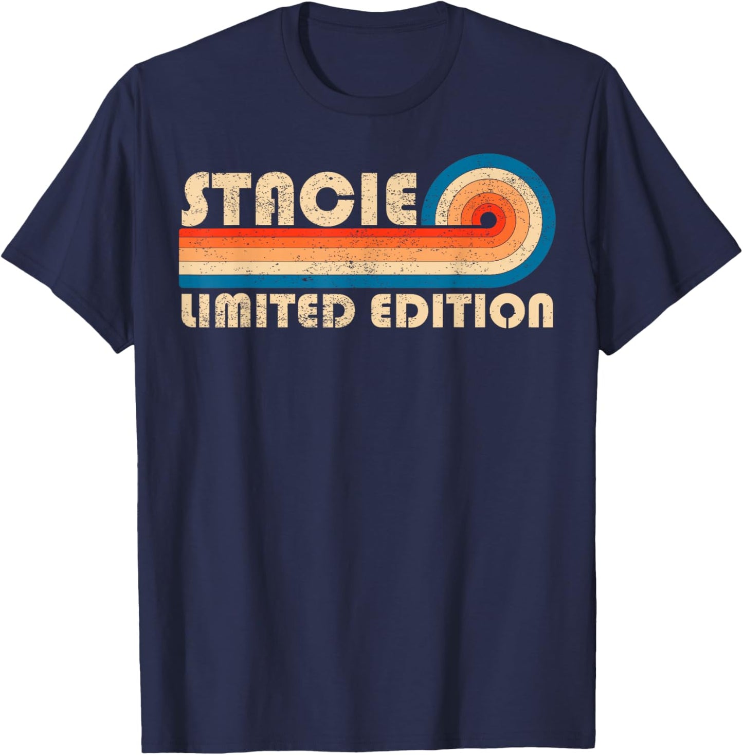 STACIE Retro 70s 80s Sunset Stripe T-Shirt - T-Shirt | Navy