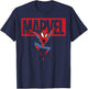 Marvel Spider-Man Chibi Action Pose Logo Outline T-Shirt - T-Shirt | Navy
