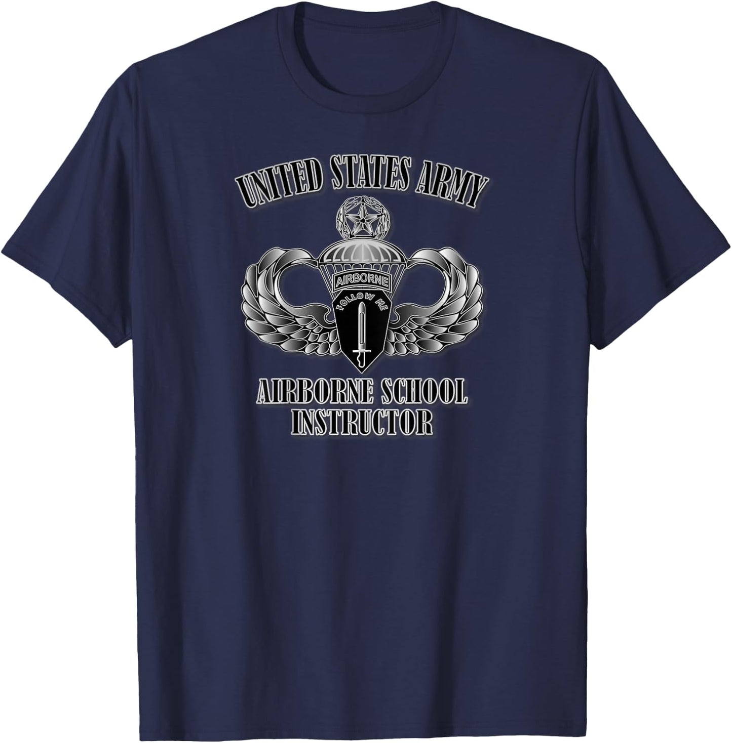 U.S. Army Airborne School Instructor (Back Design) T-Shirt - T-Shirt | Navy