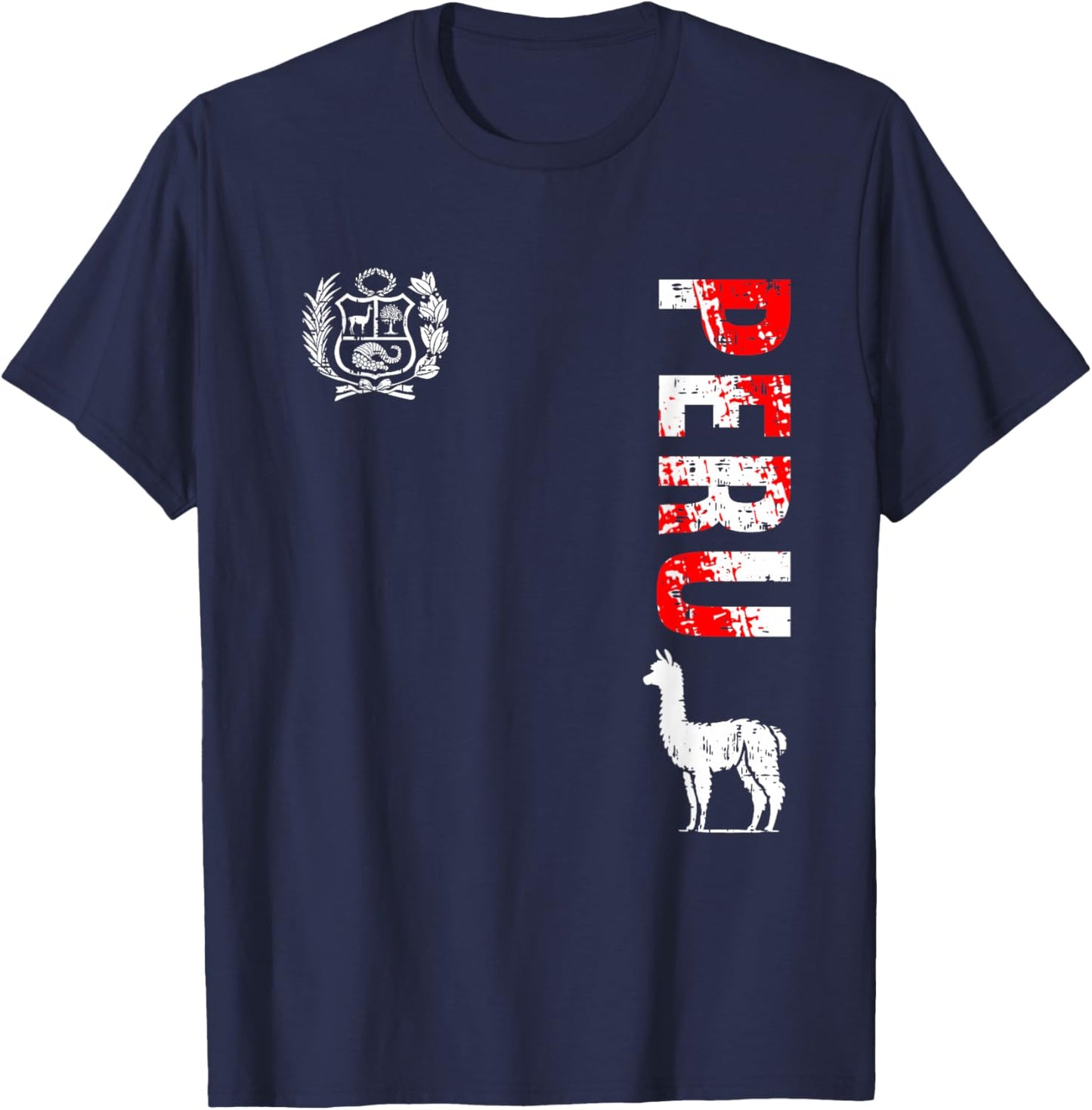Peru Peruvian Llama Men Women Kids T-Shirt - T-Shirt | Navy