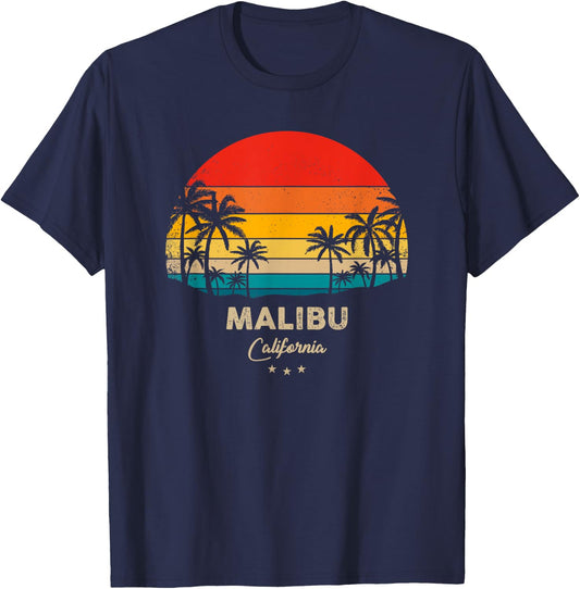 Vintage Malibu Beach Souvenir - California T-Shirt - T-Shirt | Navy