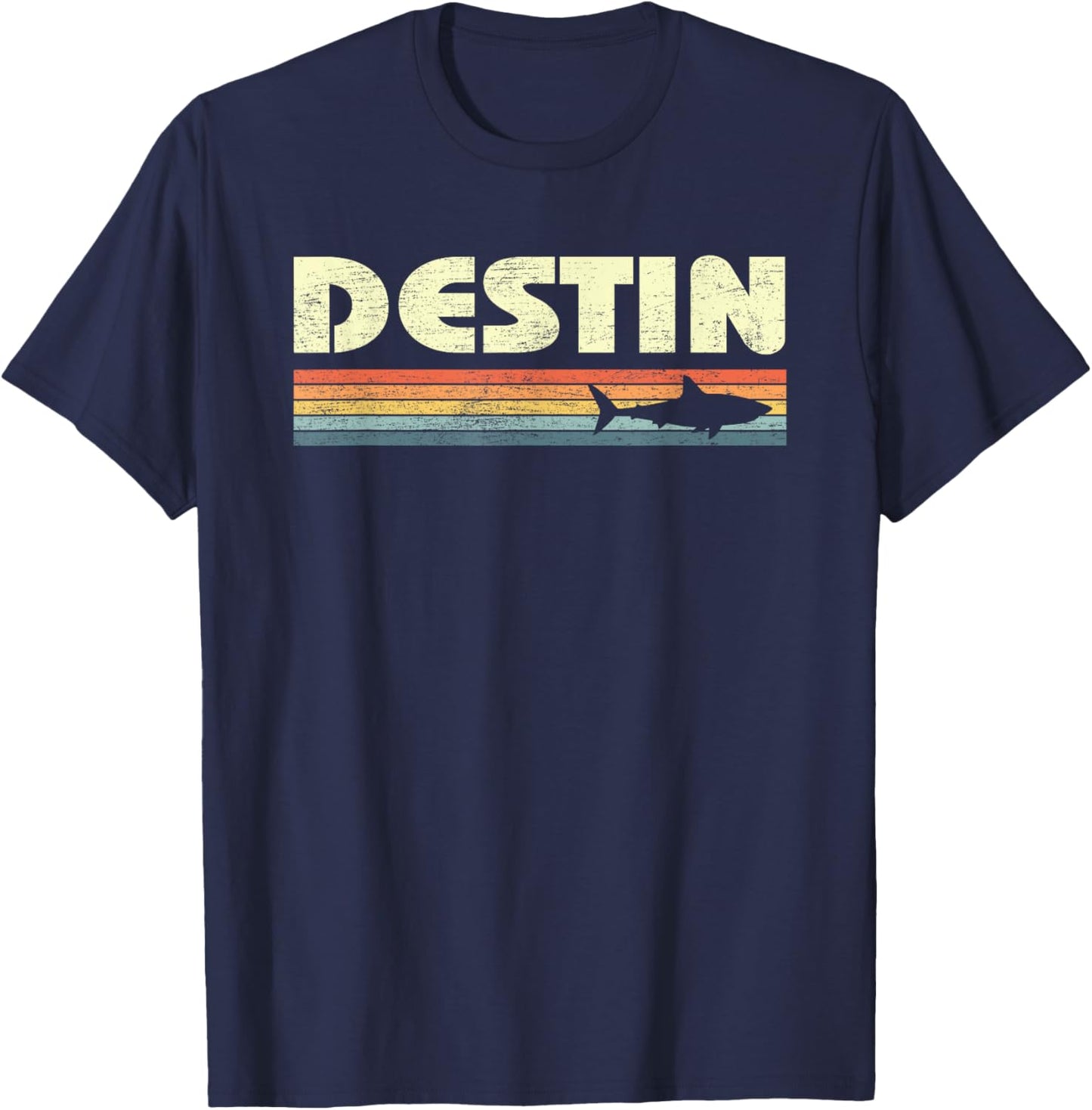 Destin Florida Vintage Shark Souvenir T-Shirt - T-Shirt | Navy