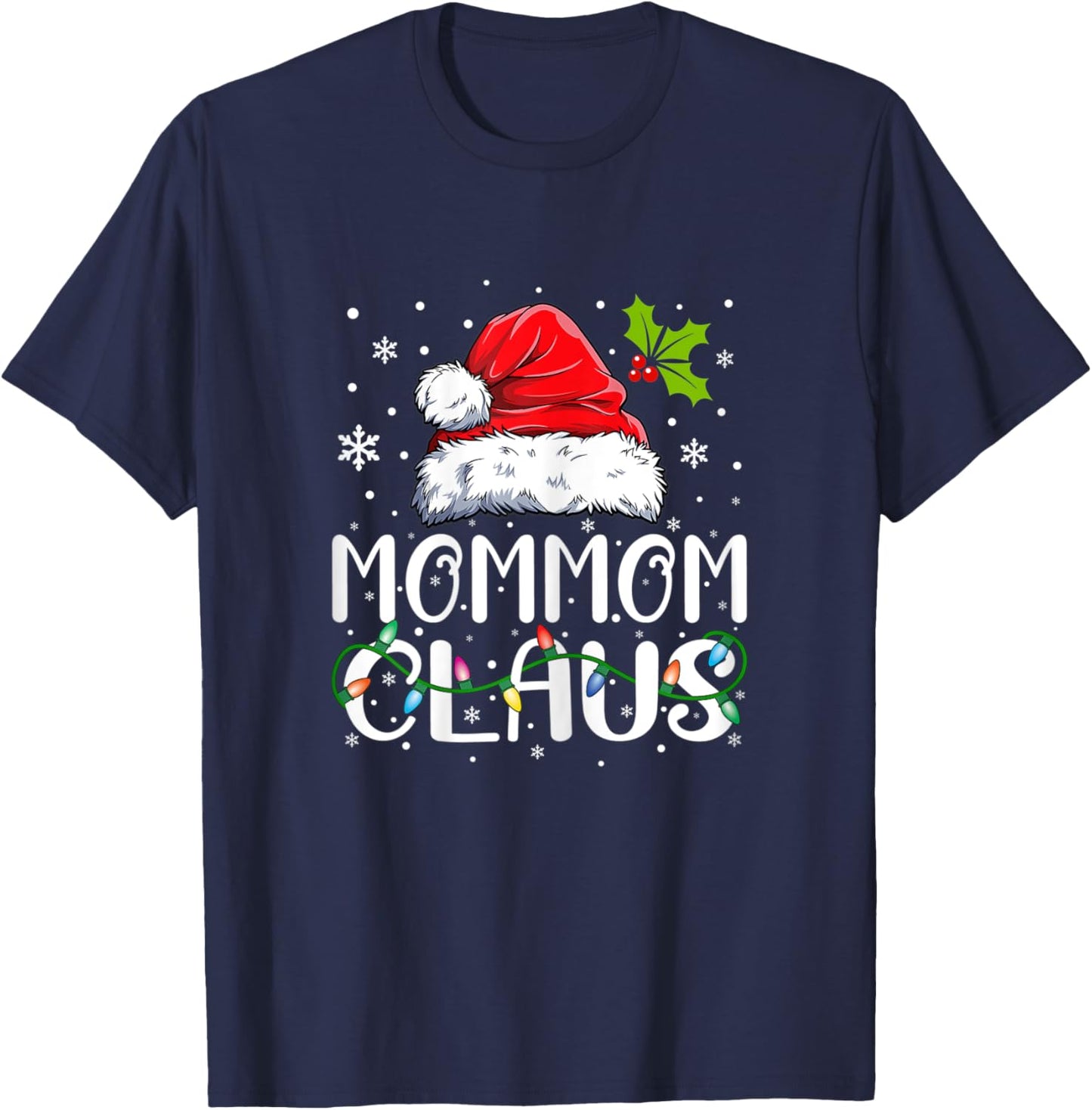 Mommom Claus Xmas Santa Matching Family Christmas Pajamas T-Shirt - T-Shirt | Navy
