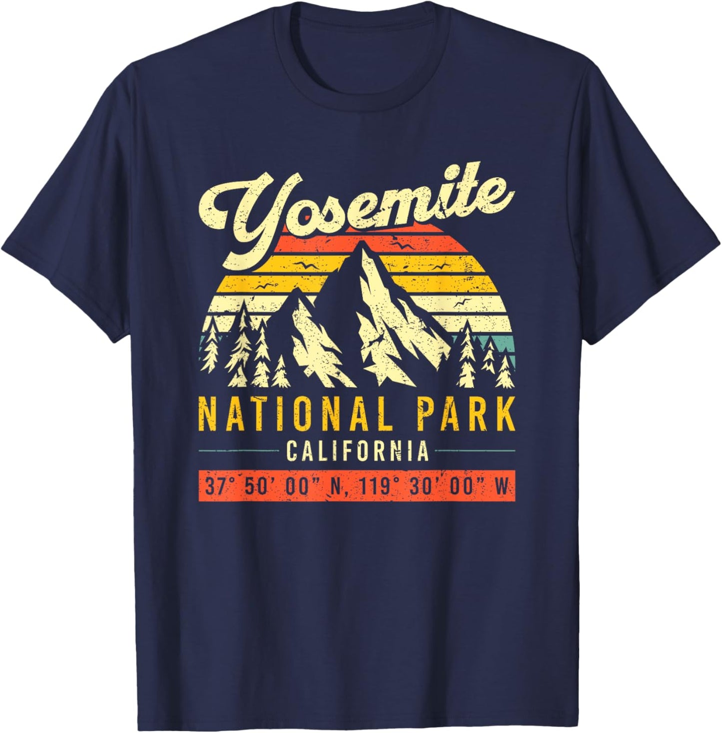 Yosemite Vintage Retro California National Park T-Shirt - T-Shirt | Navy