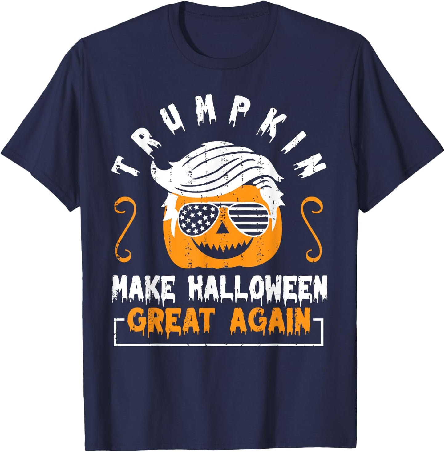 Trumpkin Make Halloween Great Again Funny Pumpkin Trump Hair T-Shirt - T-Shirt | Navy