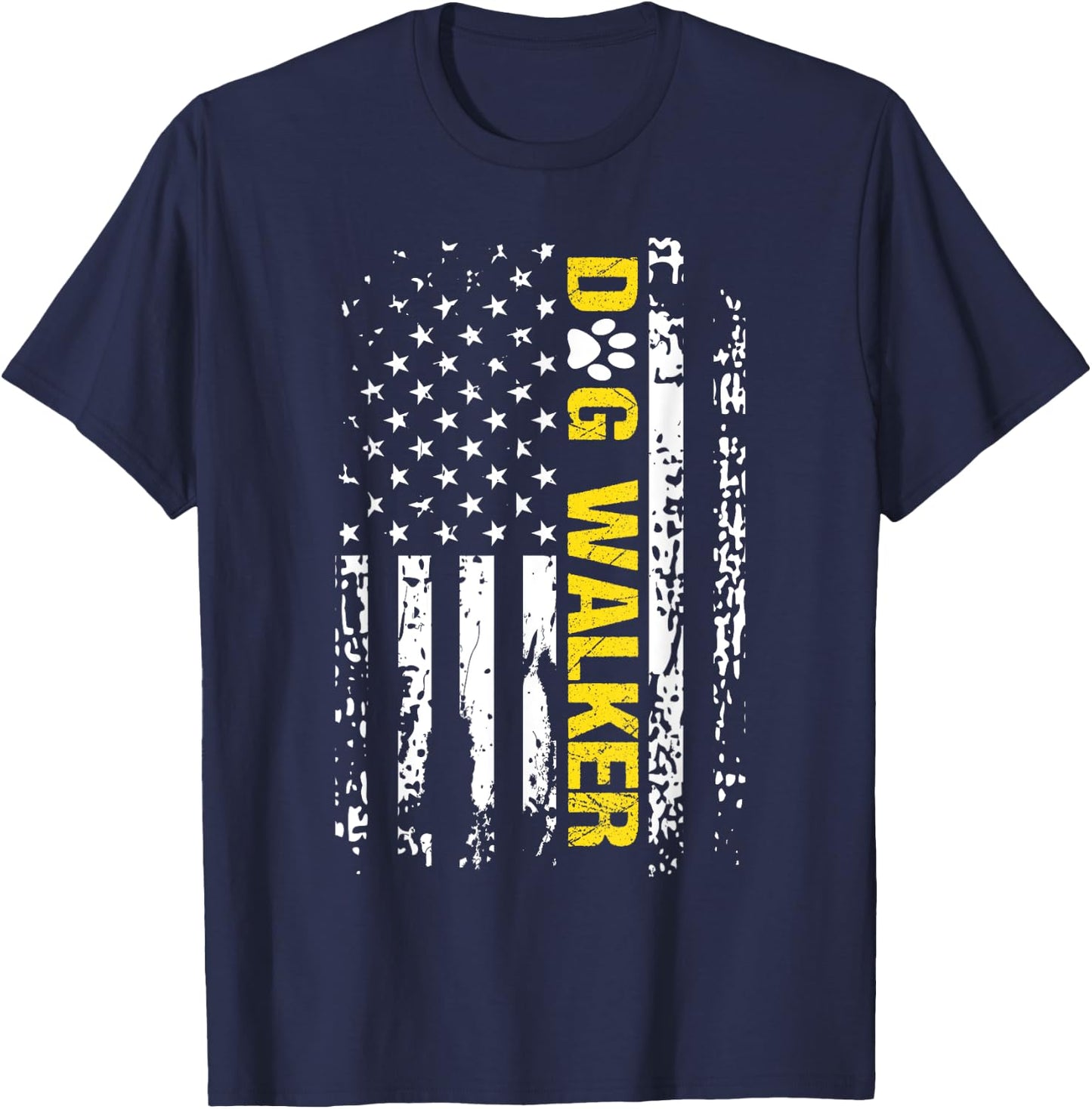 Dog Walker Shirt American Flag Patriotic Dog Walker Gift T-Shirt - T-Shirt | Navy