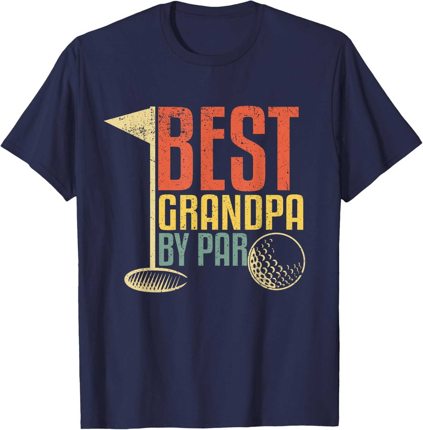 Best Grandpa By Par Retro Funny Golf Player Papa Fathers Day T-Shirt - T-Shirt | Navy