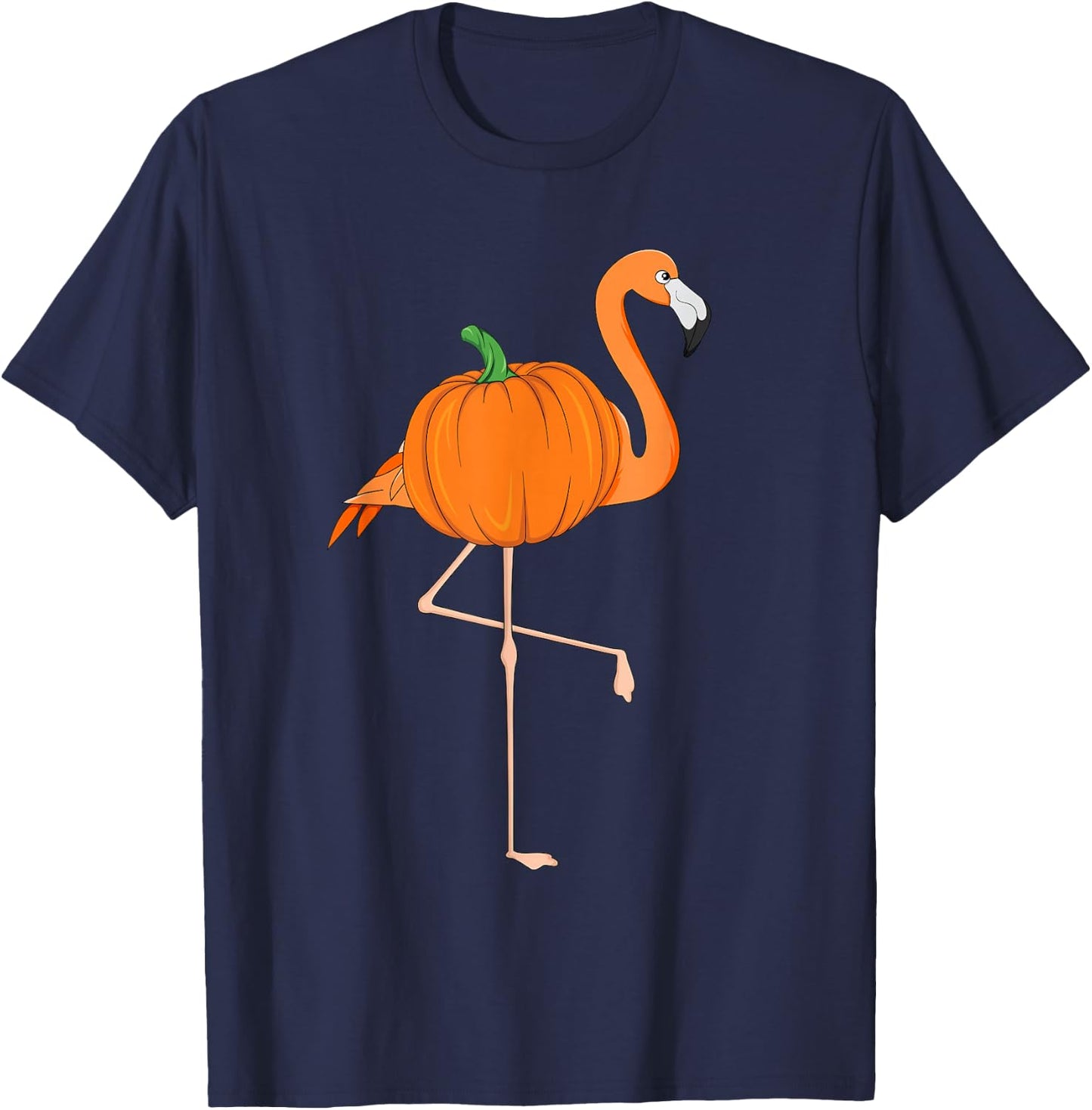 Pumpkin Flamingo Halloween Bird Pink Outfit Costume Zoo T-Shirt - T-Shirt | Navy