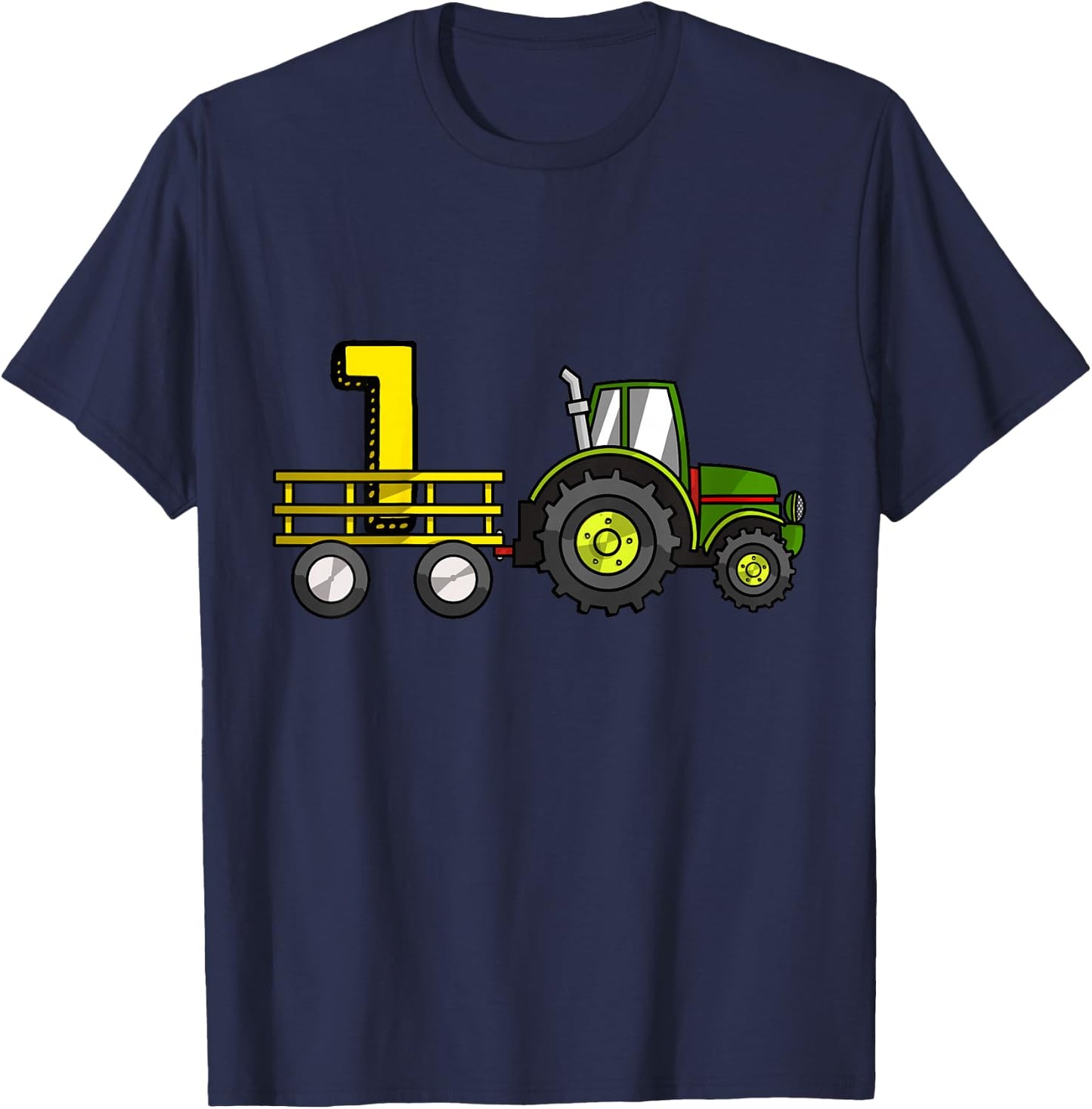 Farm 1 Year Old Barnyard Boys 1st Birthday Tractor T-Shirt - T-Shirt | Navy