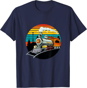 Train Lovers Retro Vintage Railroads Men Boys Kids Toddlers T-Shirt - T-Shirt | Navy