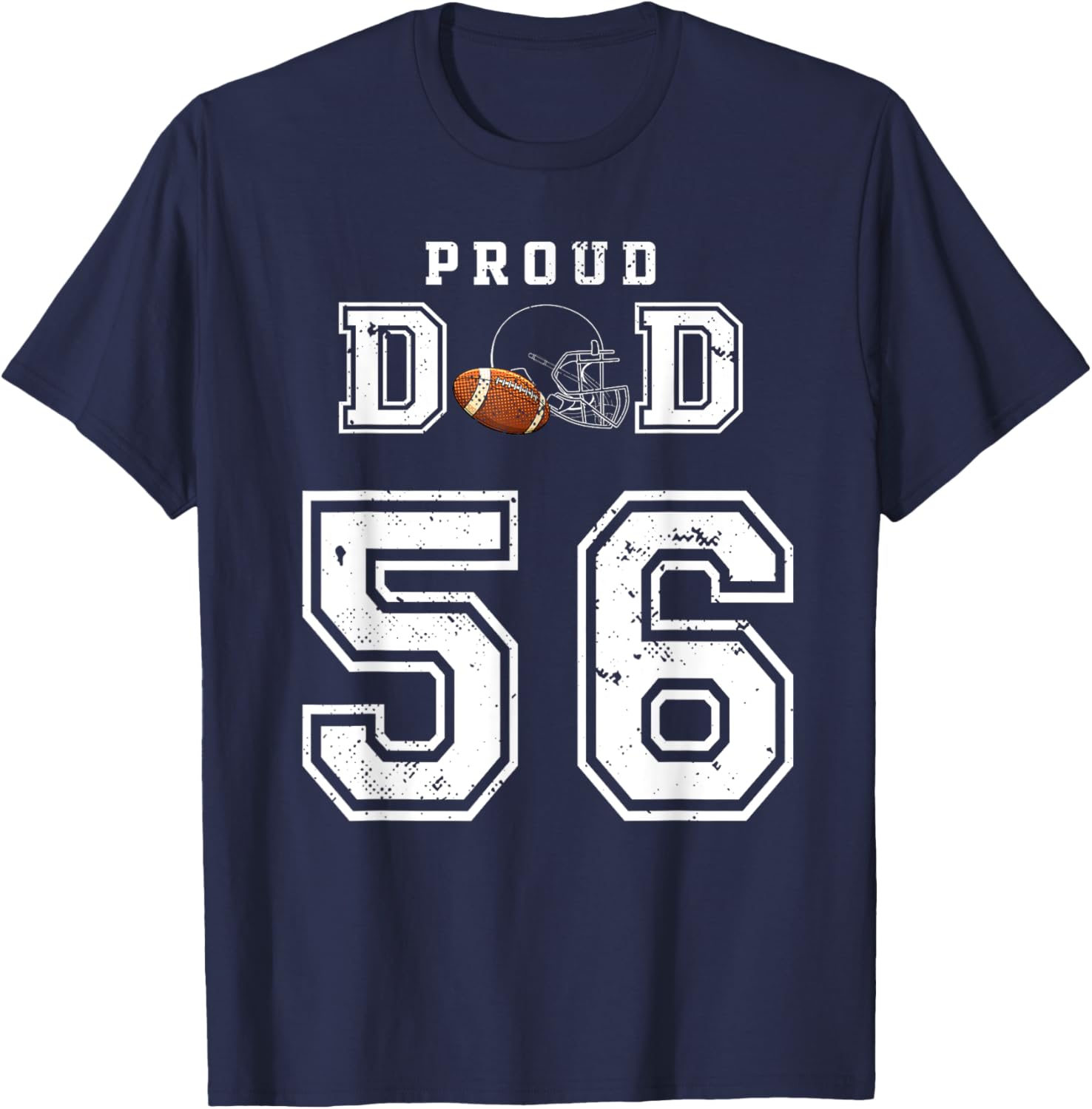 Custom Proud Football Dad Number 56 Personalized T-Shirt - T-Shirt | Navy