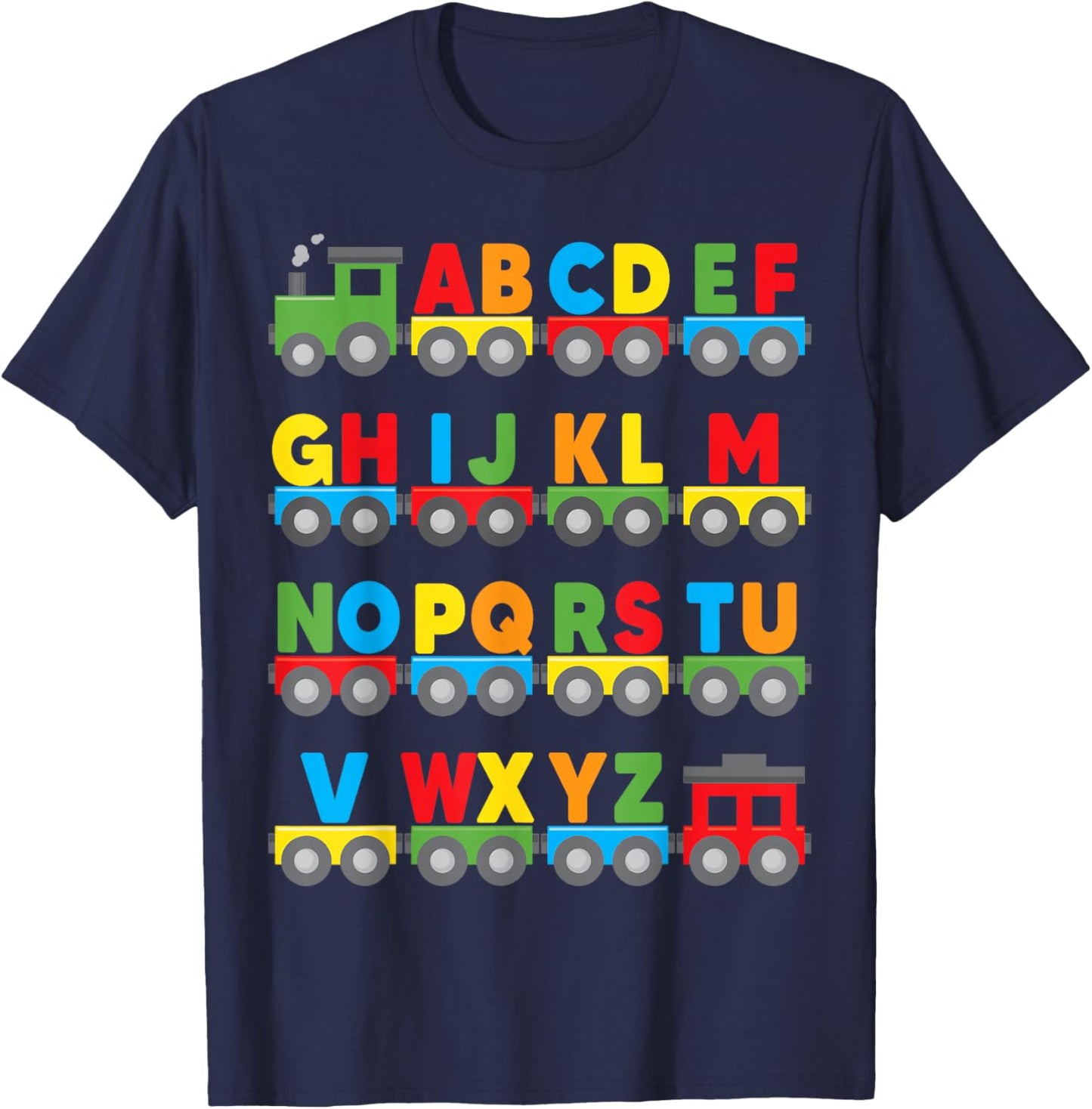 Alphabet Toy Train Colorful Letters Learn ABCs boy Girl Kids T-Shirt - T-Shirt | Navy