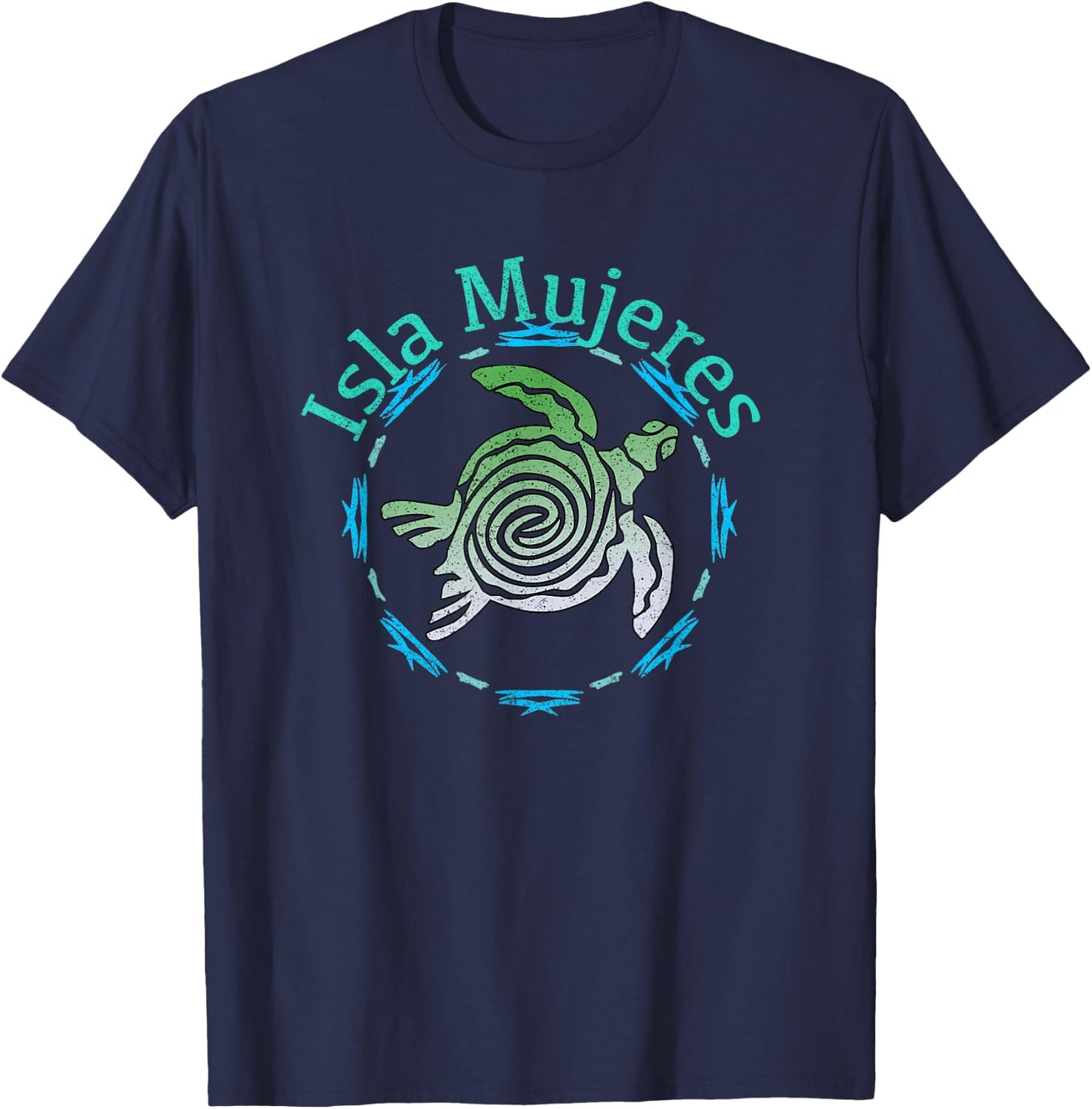 Isla Mujeres Vintage Tribal Turtle Gift T-Shirt - T-Shirt | Navy