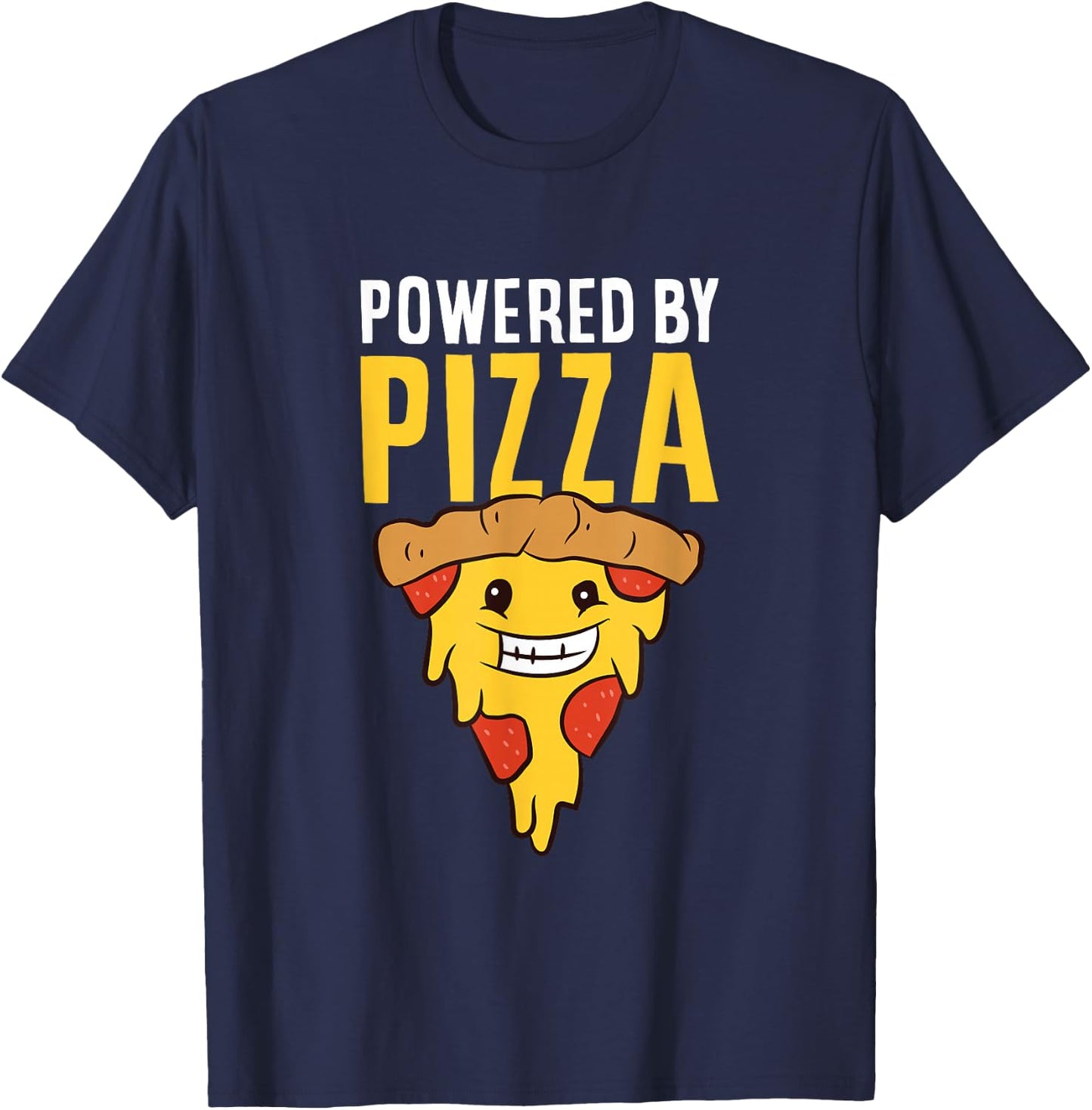 Powered By Pizza Love Pizzas T-Shirt - T-Shirt | Navy