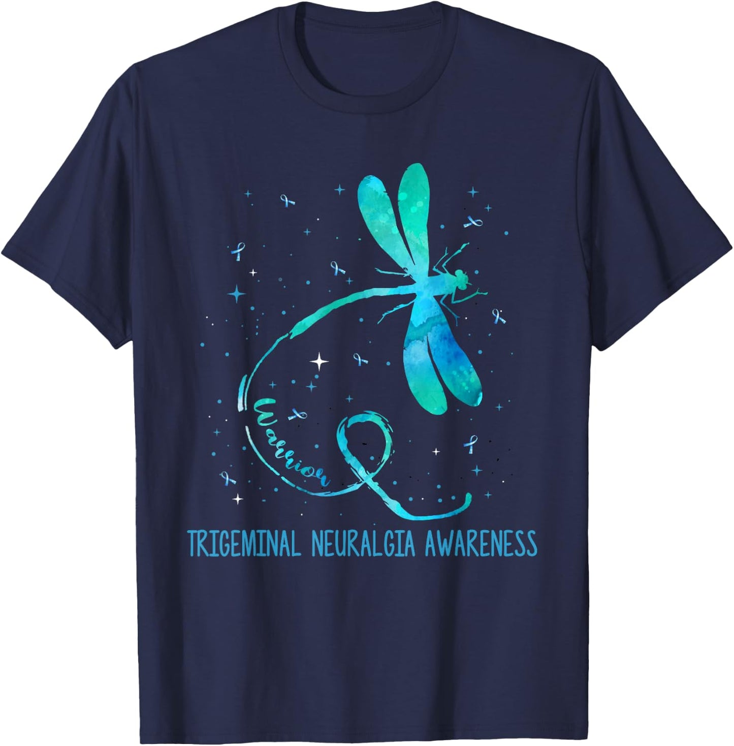 Ki Trigeminal Neuralgia Awareness Costume Dragonfly Ribbon T-Shirt - T-Shirt | Navy