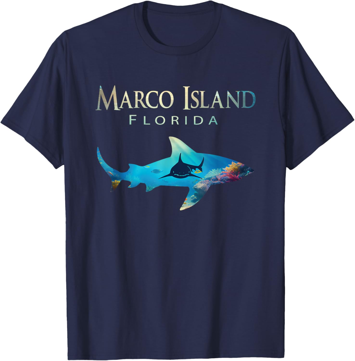Marco Island Retro Marco Island Fl Shark T-Shirt - T-Shirt | Navy