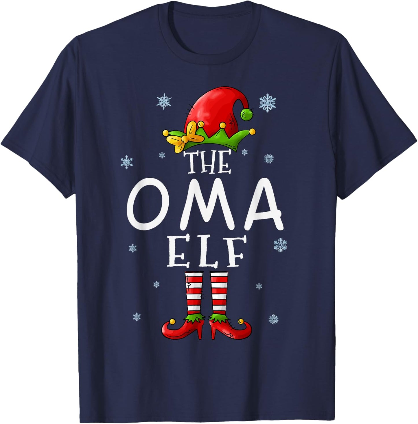 The OMA Elf Funny Grandma Xmas Groupe Matching Christmas T-Shirt - T-Shirt | Navy