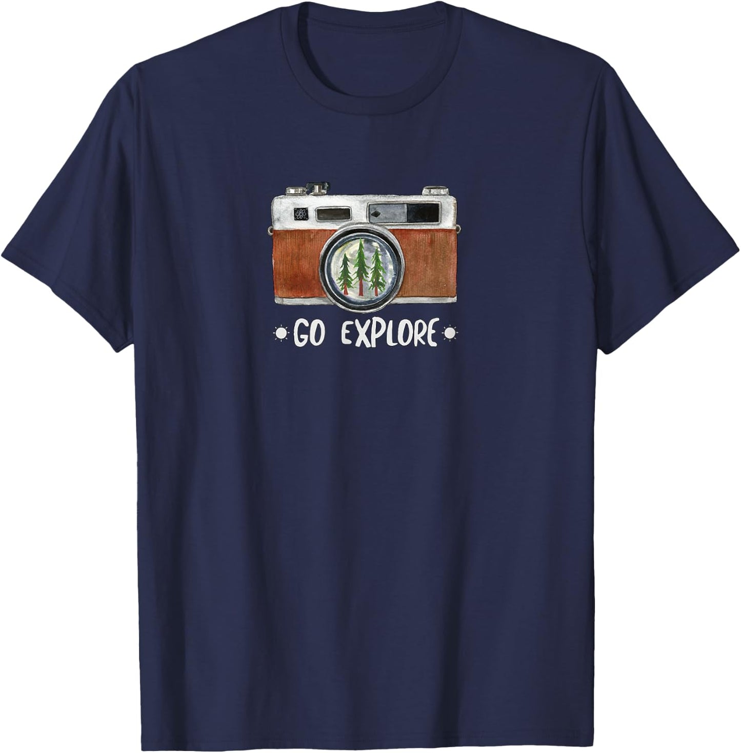 Cute Go Explore Vintage Camera Photography T-Shirt - T-Shirt | Navy