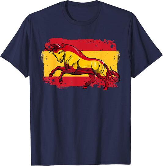 Spanish Bull | Proud Spaniard | Spain Flag Toro Español T-Shirt - T-Shirt | Navy