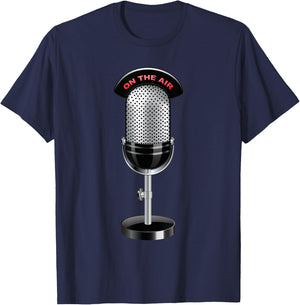 On The Air With Radio Host And Podcasting Microphone T-Shirt - T-Shirt | Navy