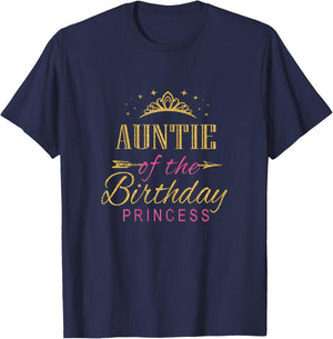 Auntie Of The Birthday Princess Girls Party T-Shirt - T-Shirt | Navy