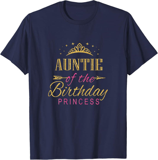 Auntie Of The Birthday Princess Girls Party T-Shirt - T-Shirt | Navy