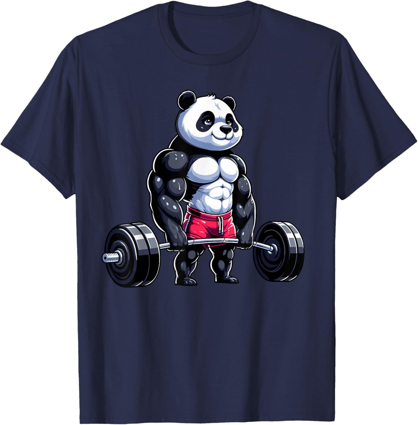 Funny Gym Panda Bodybuilder Weightlifting Motivational T-Shirt - T-Shirt | Navy