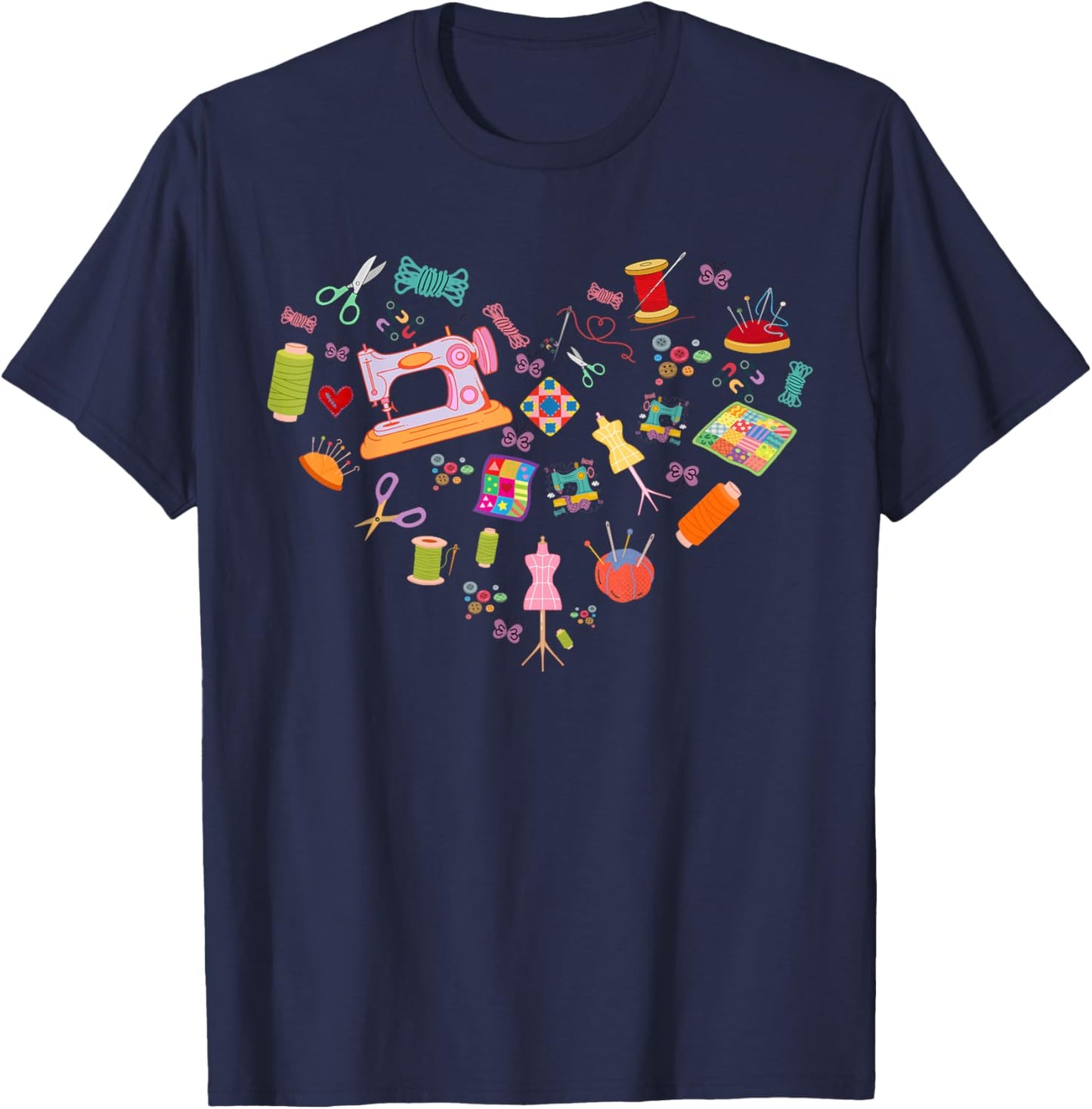 Sewing Quilting Machine Quilters Funny Sewing Lover heart T-Shirt - T-Shirt | Navy