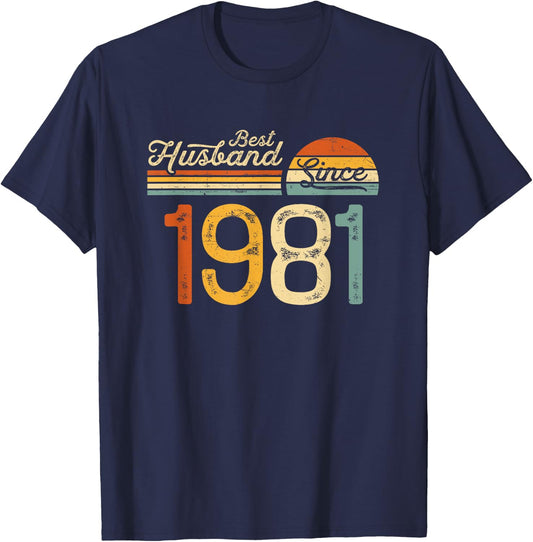 44th wedding anniversary 44 years - Best Husband Since 1981 T-Shirt - T-Shirt | Navy