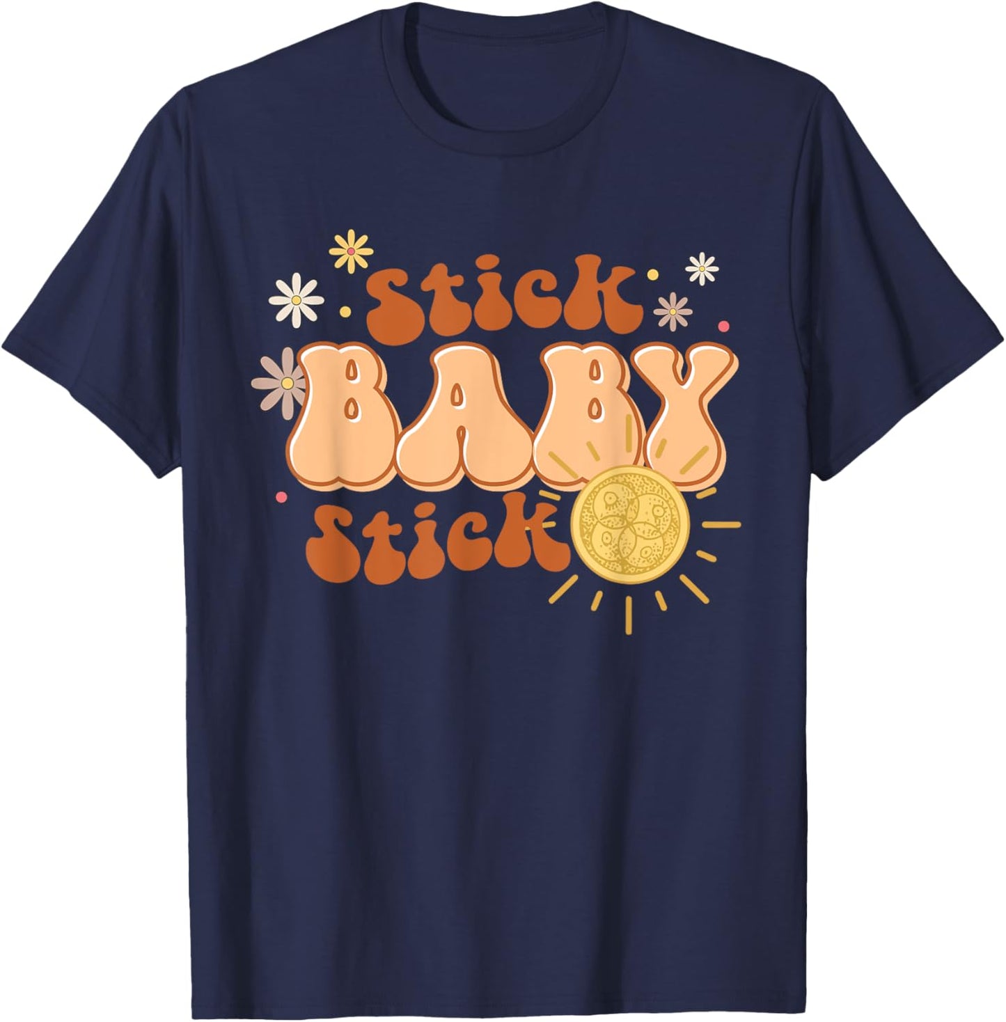 Retro Stick Baby Stick Funny IVF Transfer Day IVF Couple T-Shirt - T-Shirt | Navy
