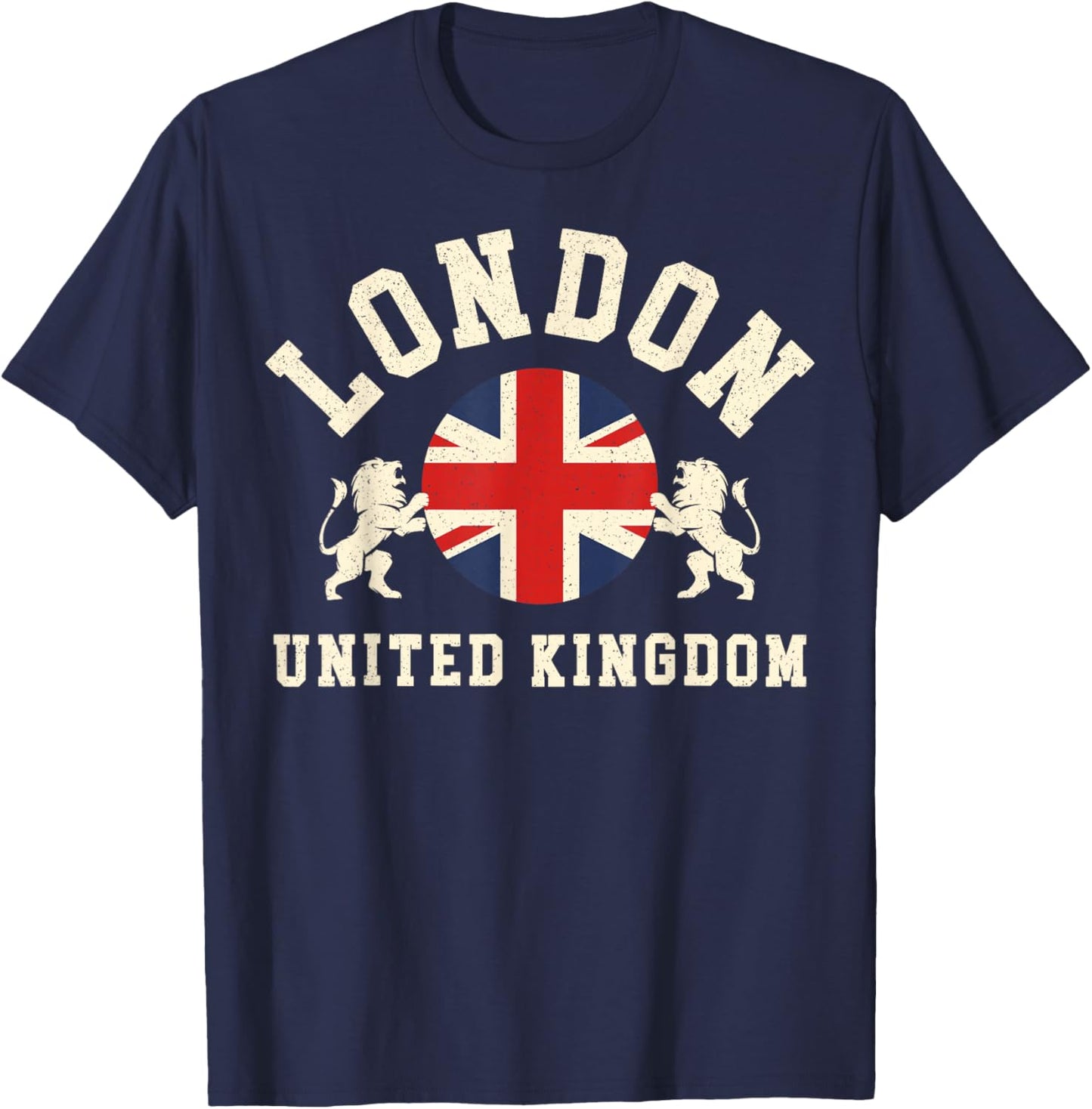 Vintage London United Kingdom UK Union Jack England Souvenir T-Shirt - T-Shirt | Navy
