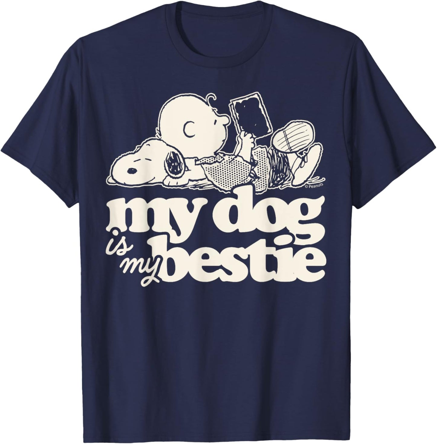 Peanuts - Snoopy And Charlie Brown My Dog Is My Bestie T-Shirt - T-Shirt | Navy