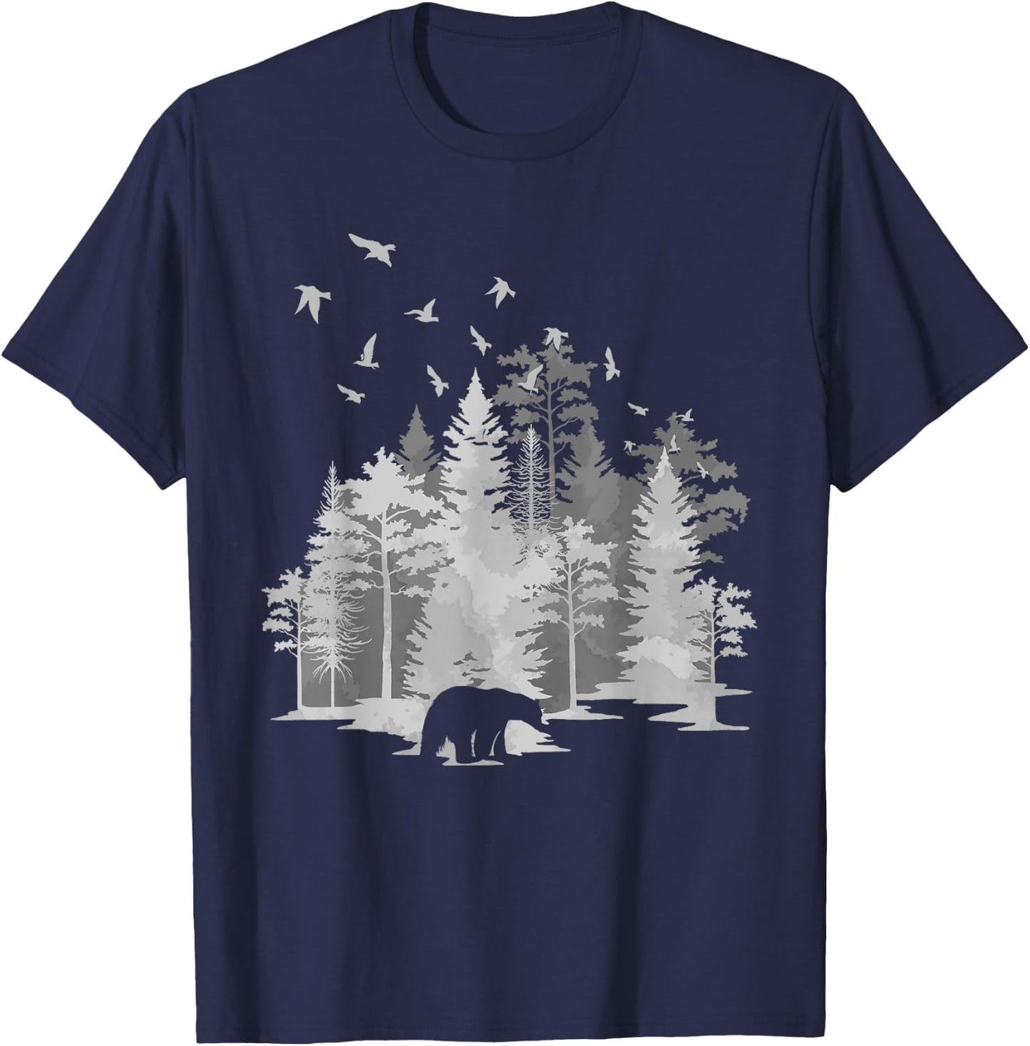Mountains Birds Outdoors Animal Bear Nature Hiking Forest T-Shirt - T-Shirt | Navy