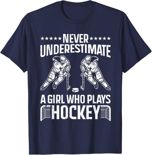 Funny Hockey Art For Girls Women Field Hockey Player Sport T-Shirt - T-Shirt | Navy