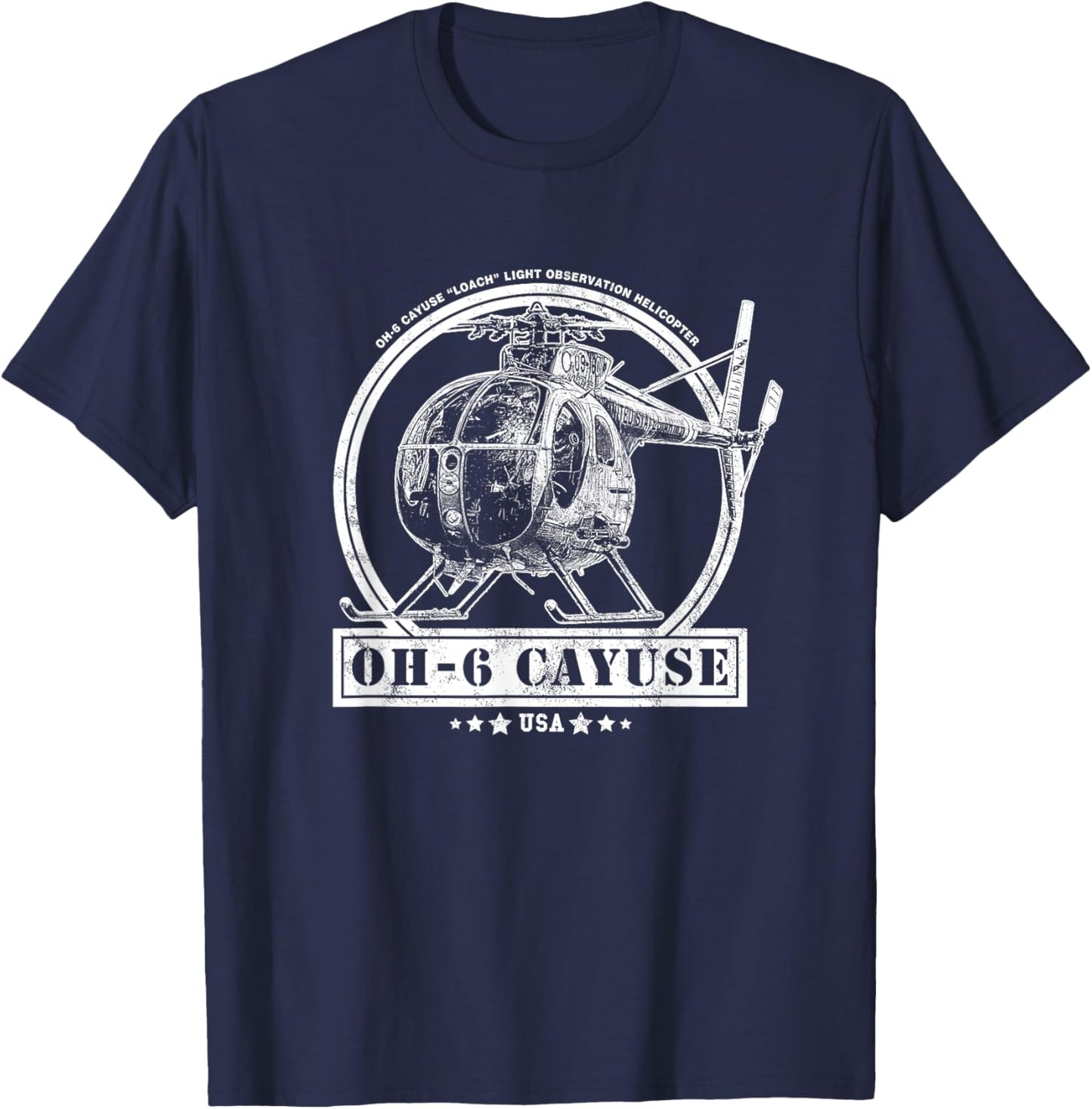 OH-6 "Loach" Cayuse Helicopter T-Shirt - T-Shirt | Navy