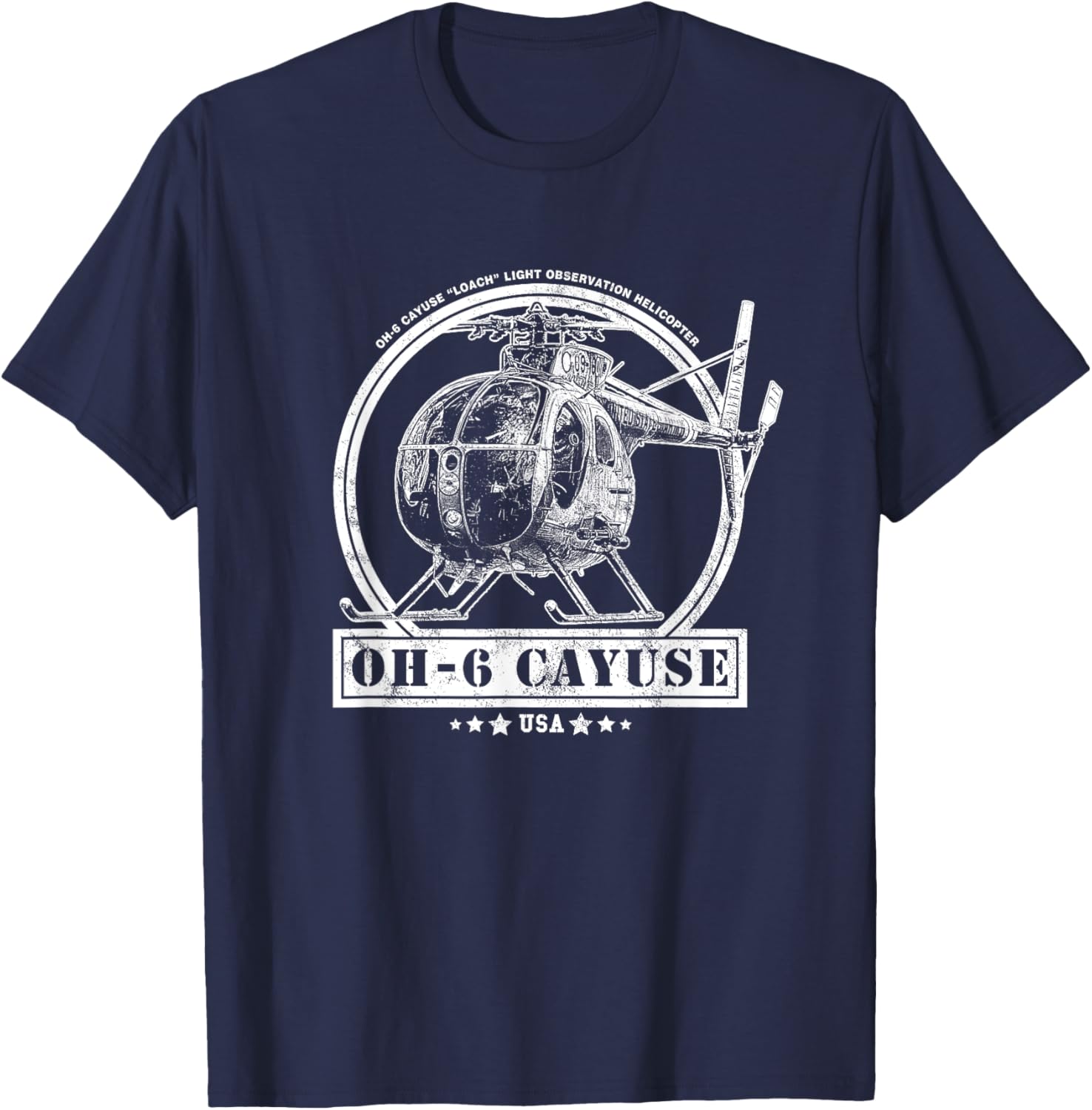 OH-6 "Loach" Cayuse Helicopter T-Shirt - T-Shirt | Navy