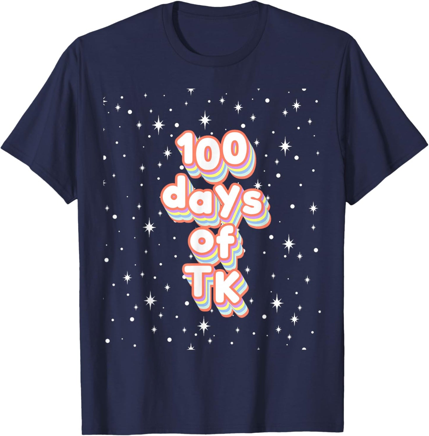 100th Day of School TK Cute 100 Days TK Midcentury Vintage T-Shirt - T-Shirt | Navy