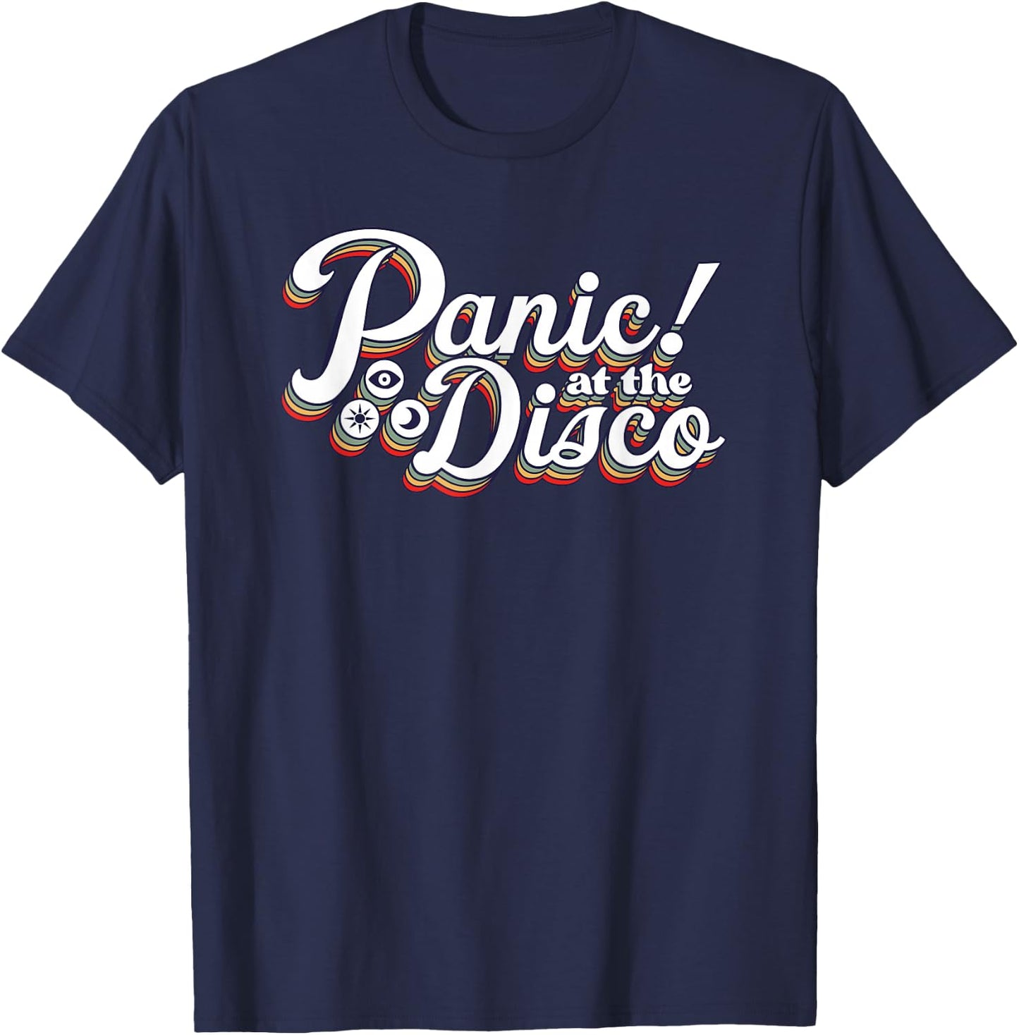 Panic! at The Disco - Rainbow Logo T-Shirt - T-Shirt | Navy