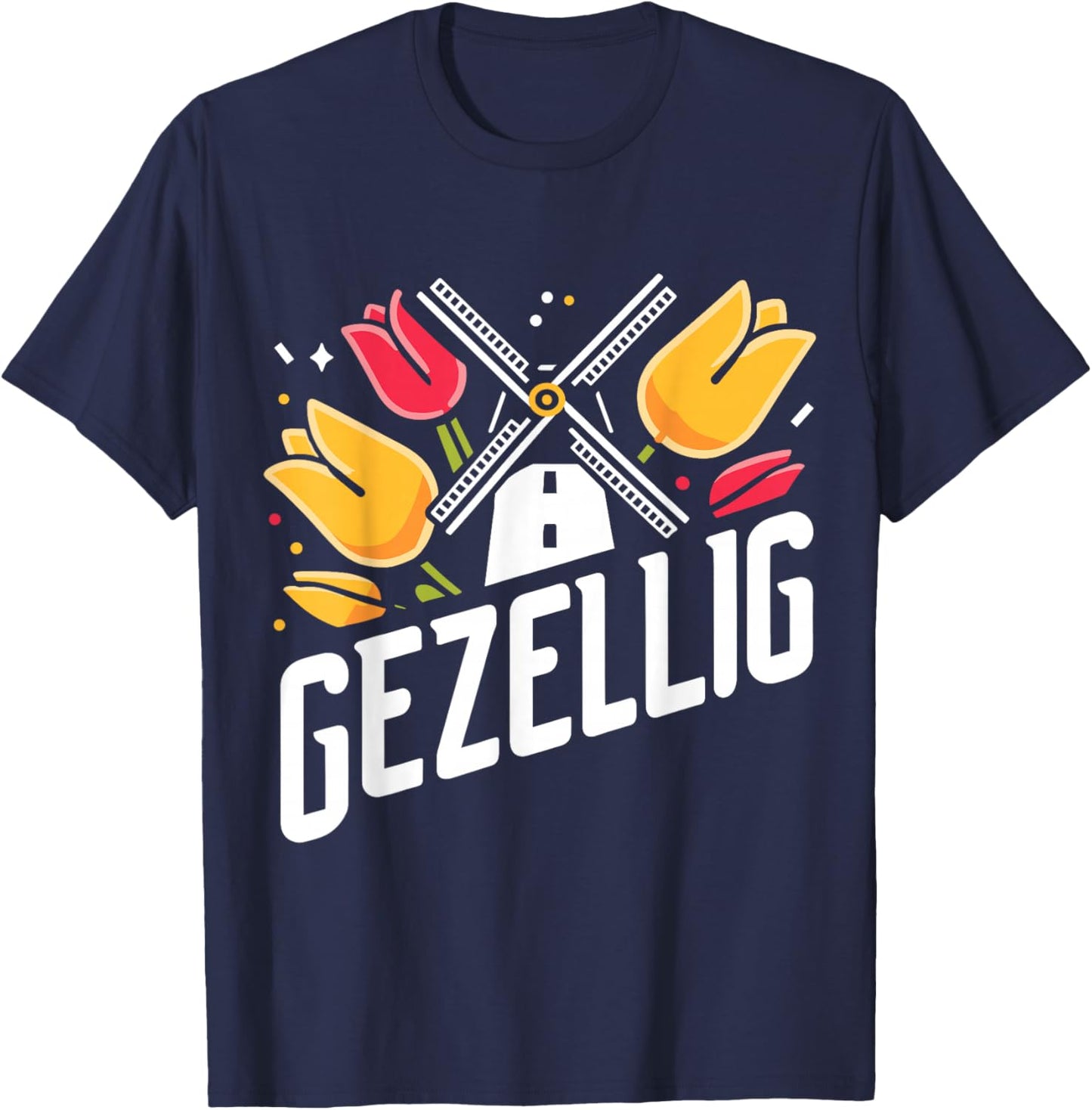 Gezellig Holland Dutch Tulip Netherlands T-Shirt - T-Shirt | Navy