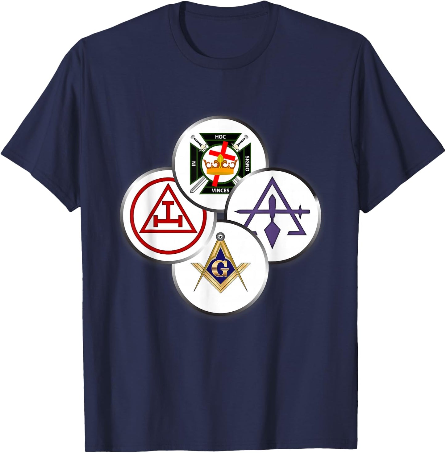 York Rite Mason Circles Masonic T-Shirt - T-Shirt | Navy