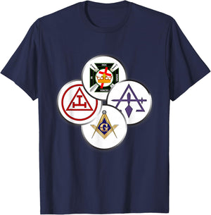 York Rite Mason Circles Masonic T-Shirt - T-Shirt | Navy