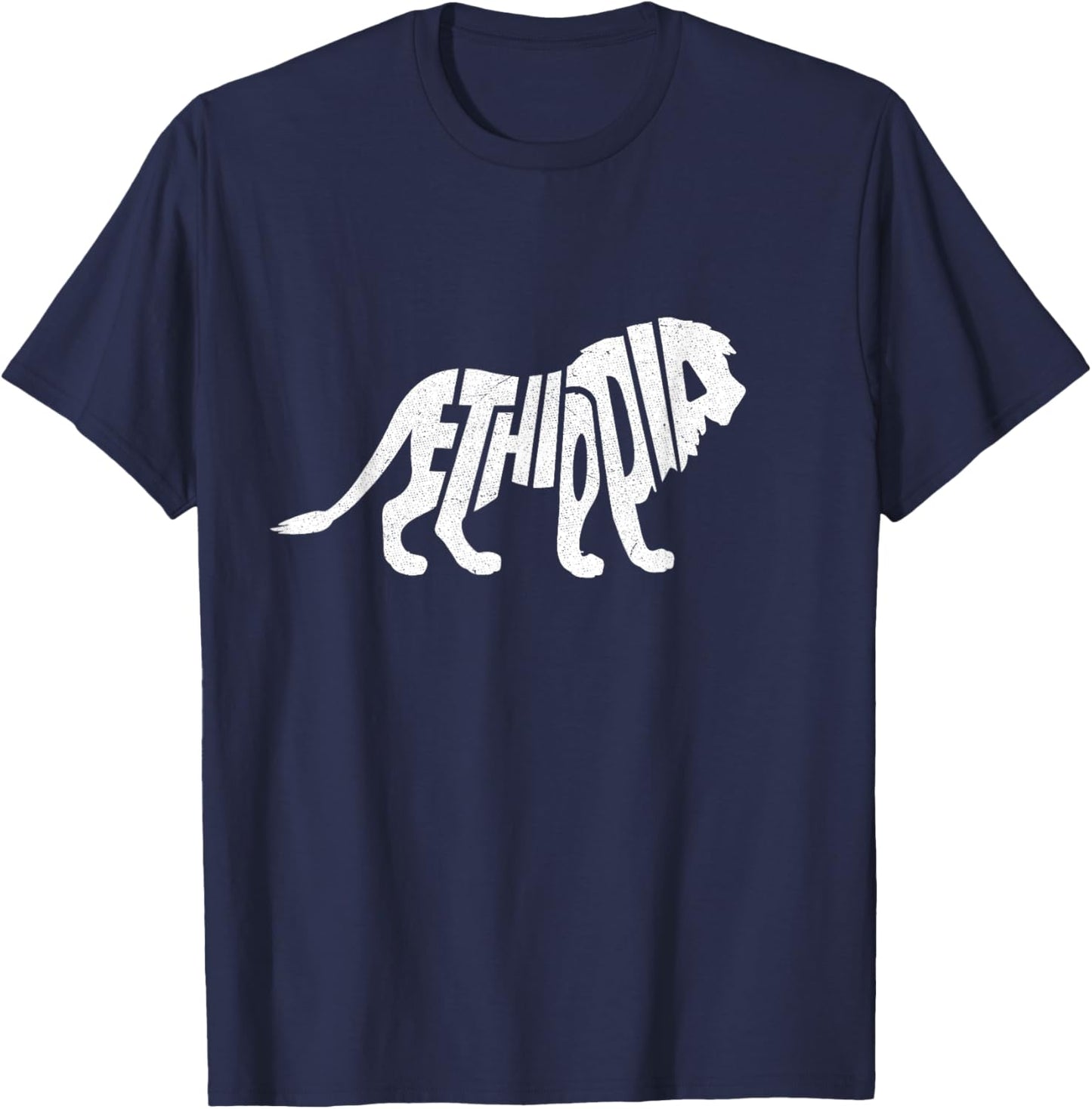 Ethiopia Lion Word Art - Funny Animal T-Shirt - T-Shirt | Navy