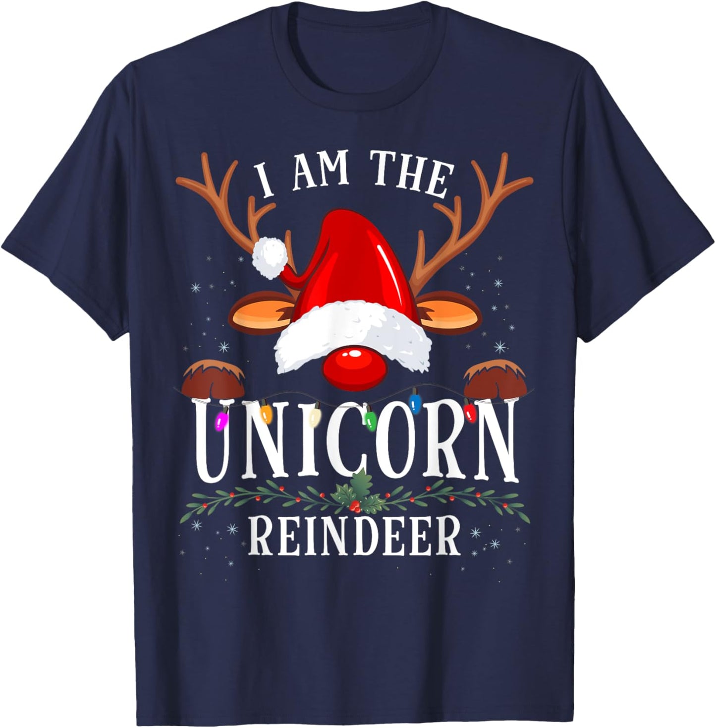 I Am The Unicorn Reindeer Christmas Family T-Shirt - T-Shirt | Navy