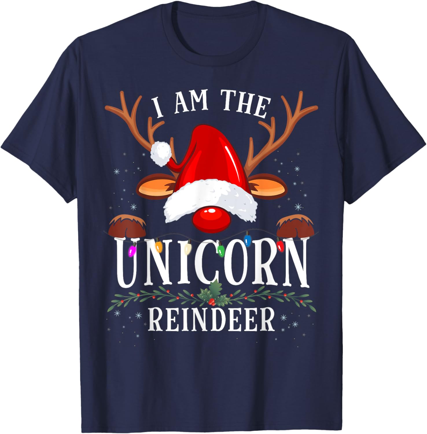 I Am The Unicorn Reindeer Christmas Family T-Shirt - T-Shirt | Navy