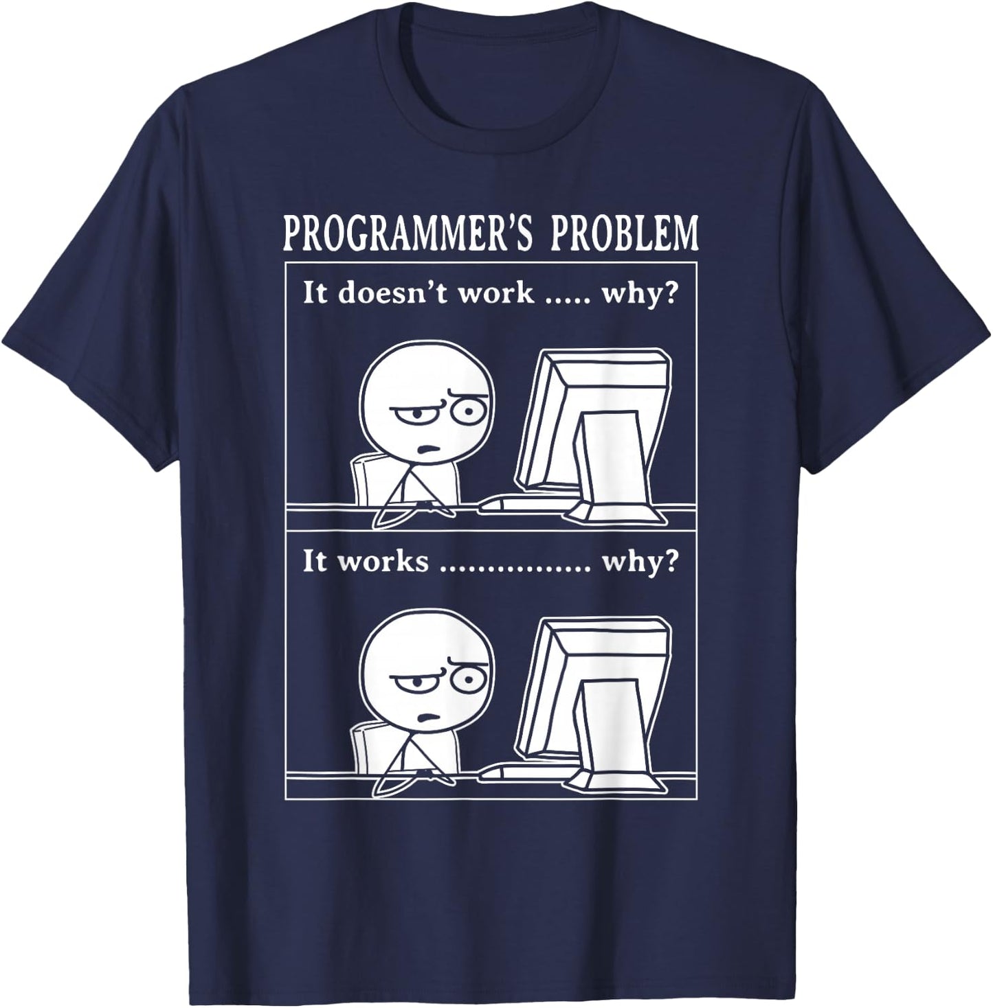 Programmer Funny Problem It Works Computer Science Nerd T-Shirt - T-Shirt | Navy