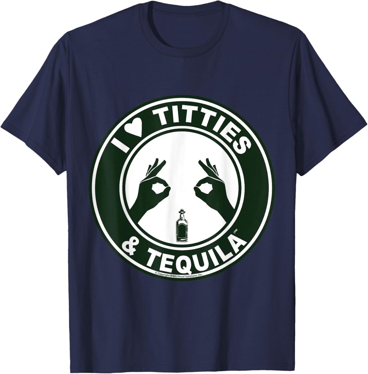 I Love Titties Tatas and Tequila T-Shirt - T-Shirt | Navy