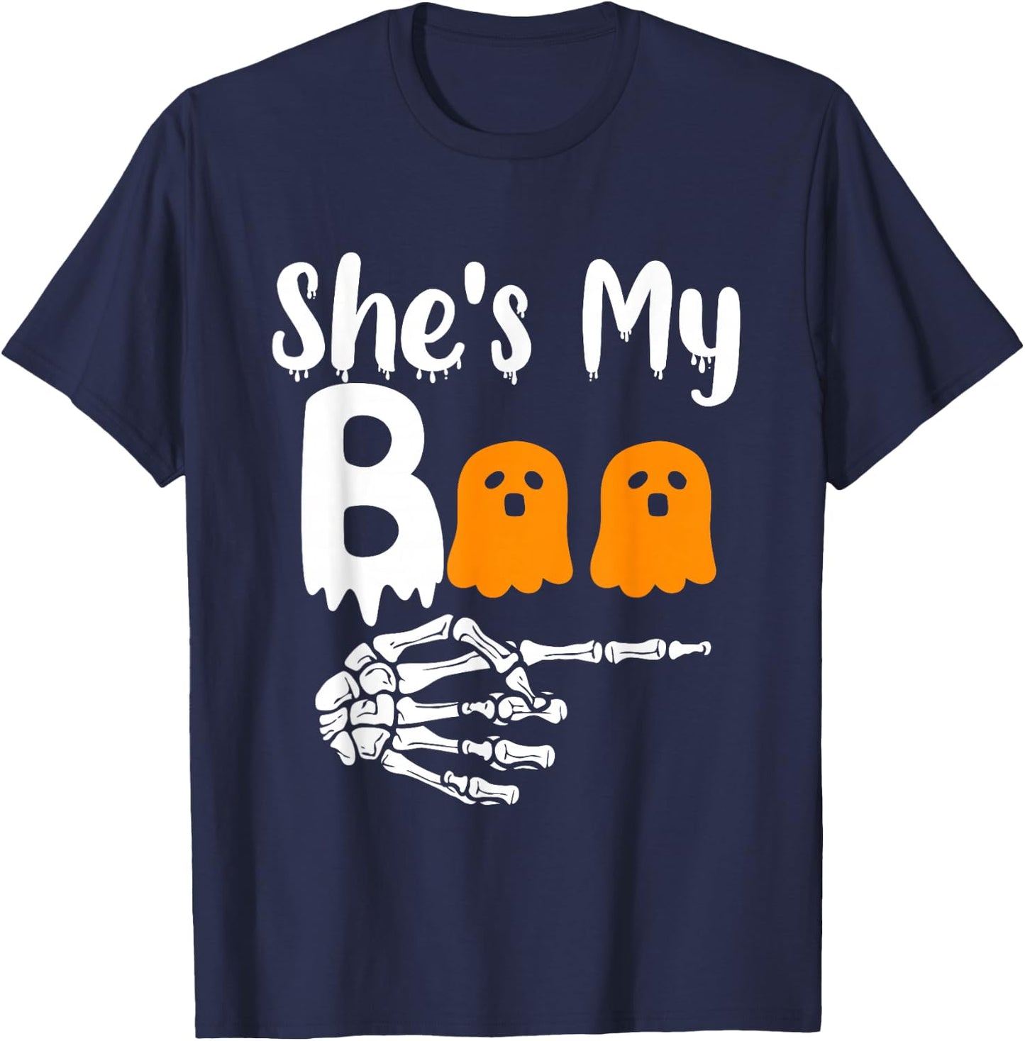 She's My Boo Matching Halloween Pajama Couples He's My Boo T-Shirt - T-Shirt | Navy