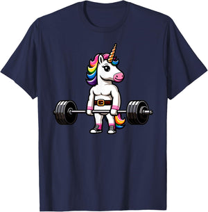 Muscle Gym Unicorn Bodybuilder Nerd Weightlifting Funny T-Shirt - T-Shirt | Navy